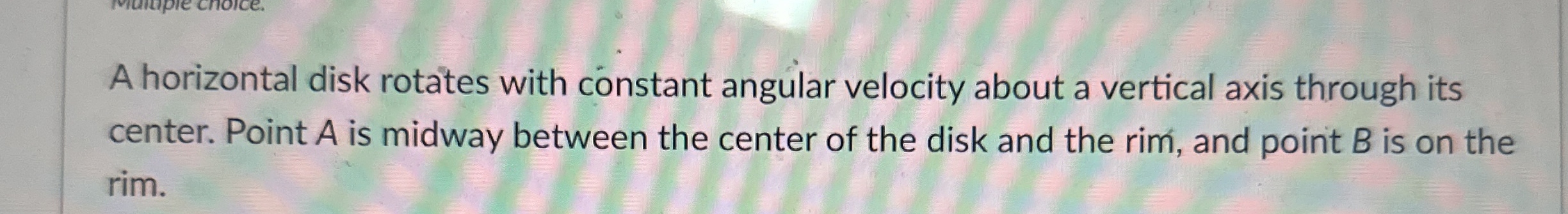 A horizontal disk rotates with constant angular