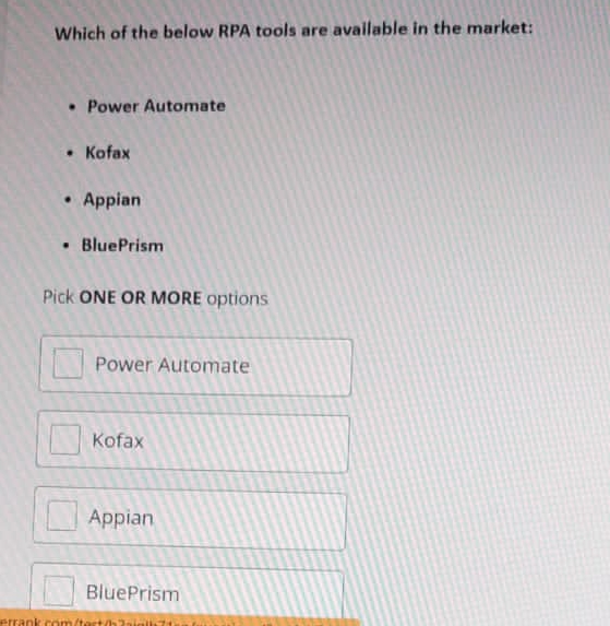 Which of the below RPA tools are available in the
