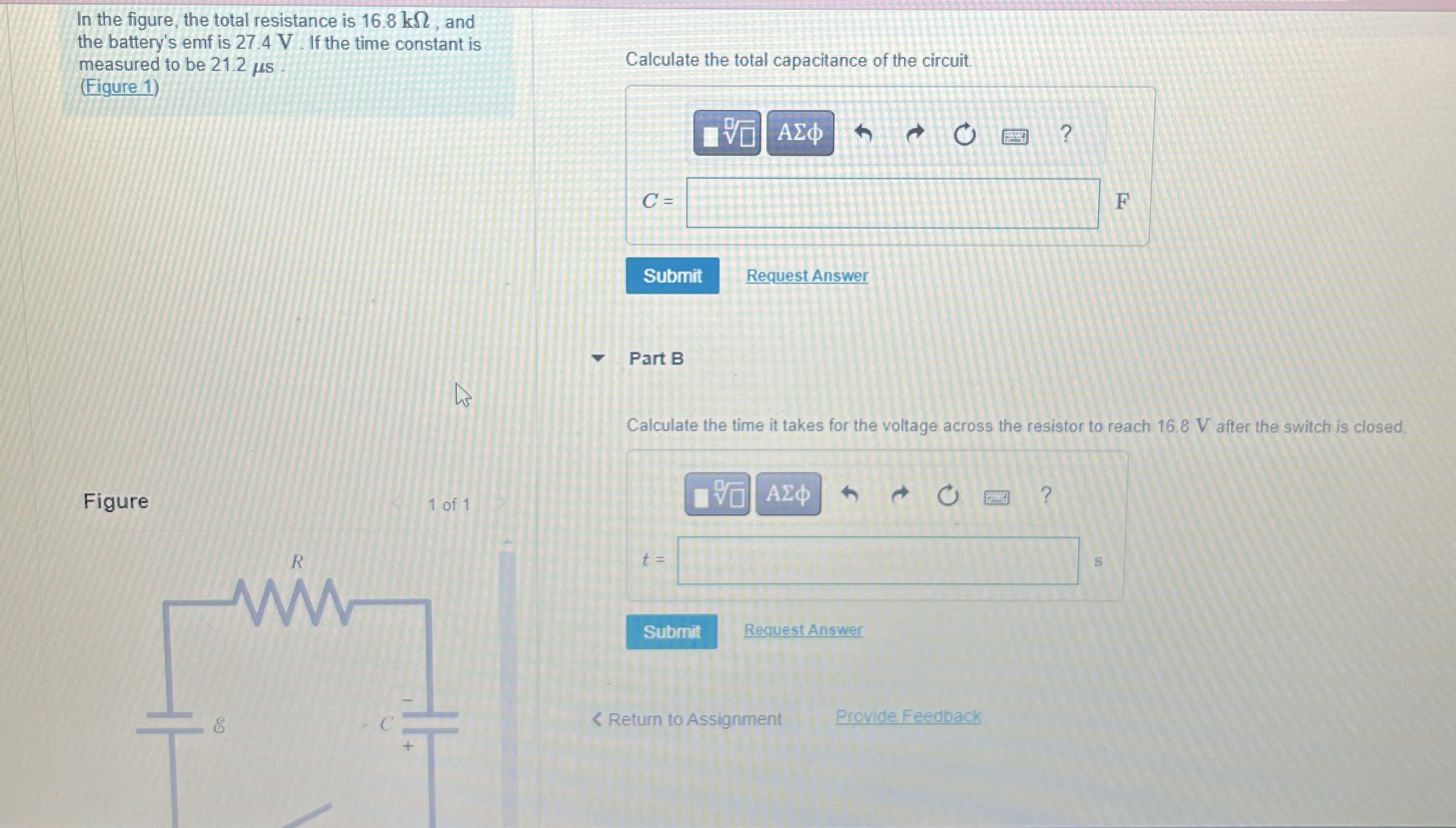 In the figure, the total resistance is 1 6 . 8 k