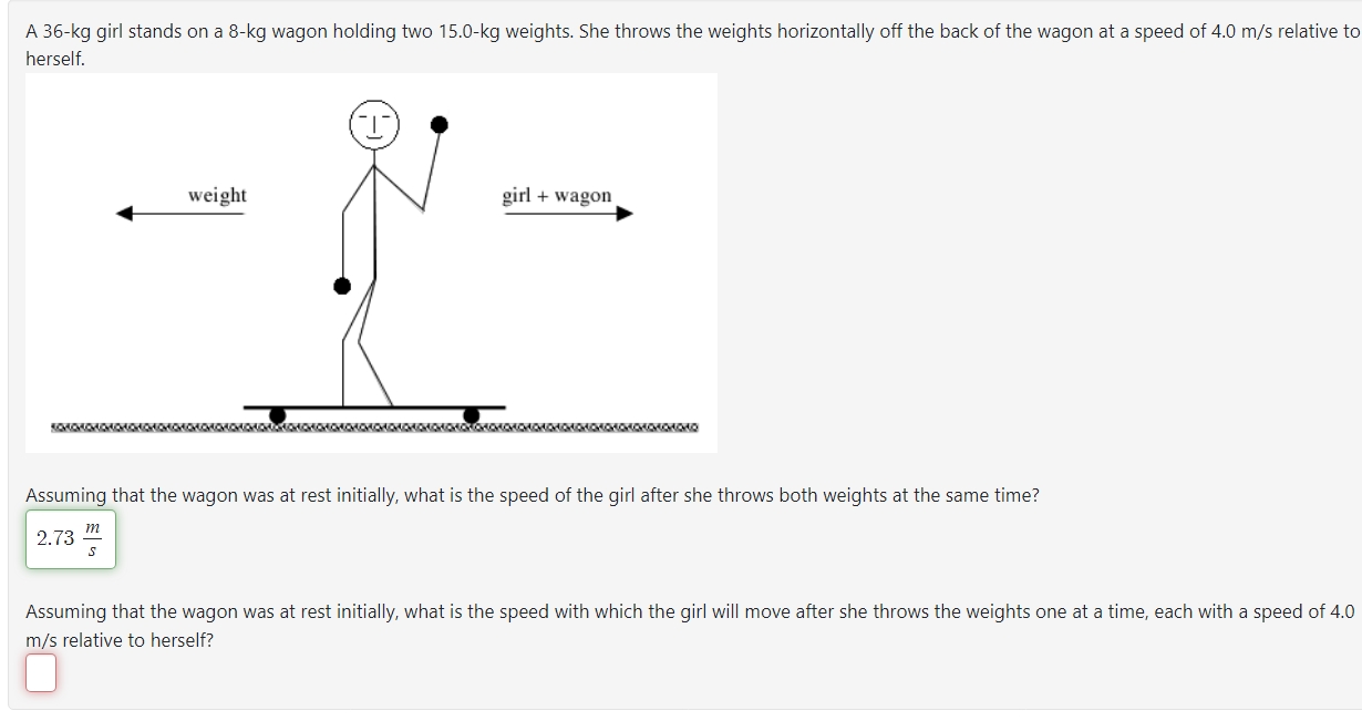 A \ ( 3 6 - \ mathrm { kg } \ ) girl stands on a