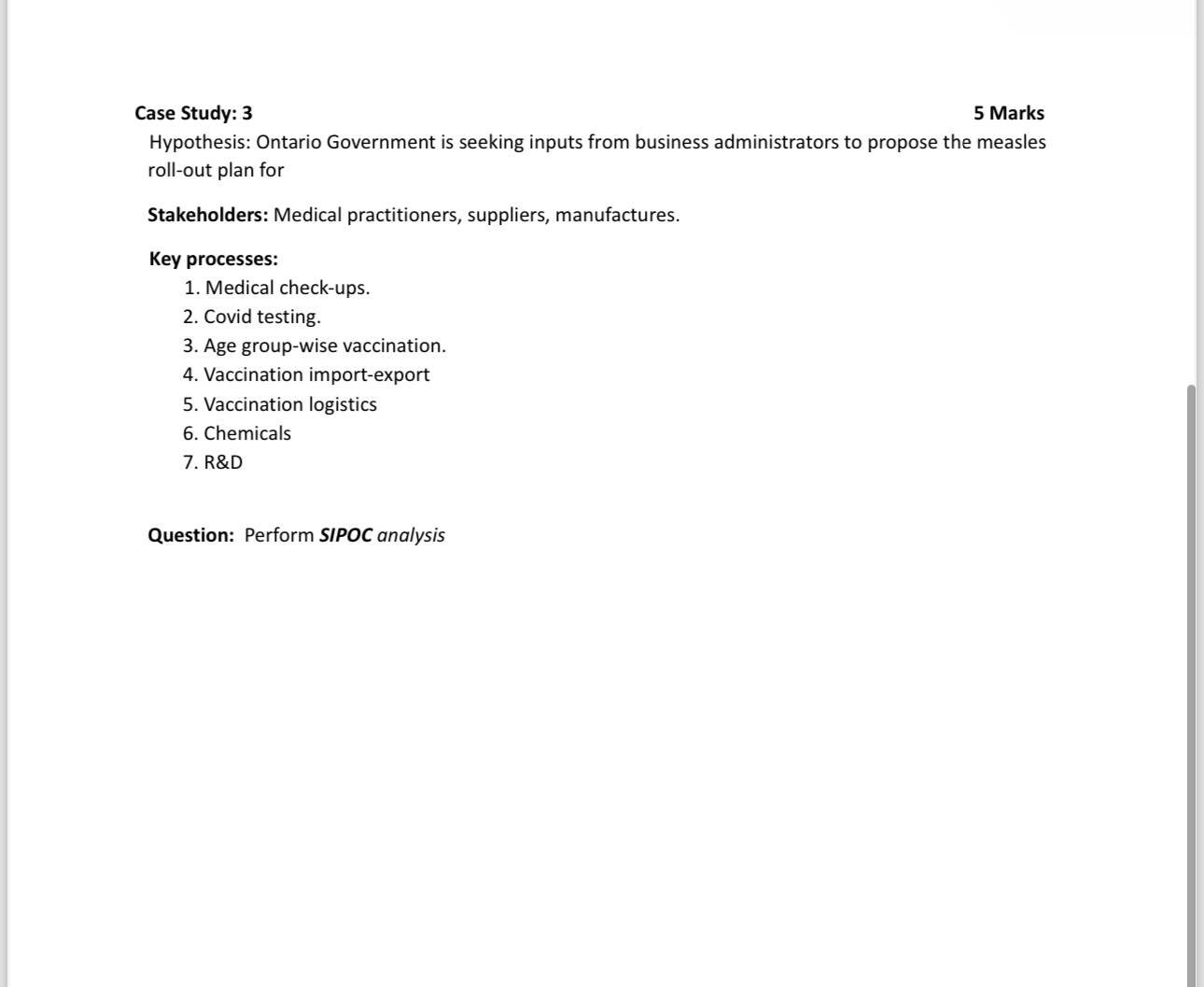 Case Study: 1 1 0 Marks Hypothesis: A newly