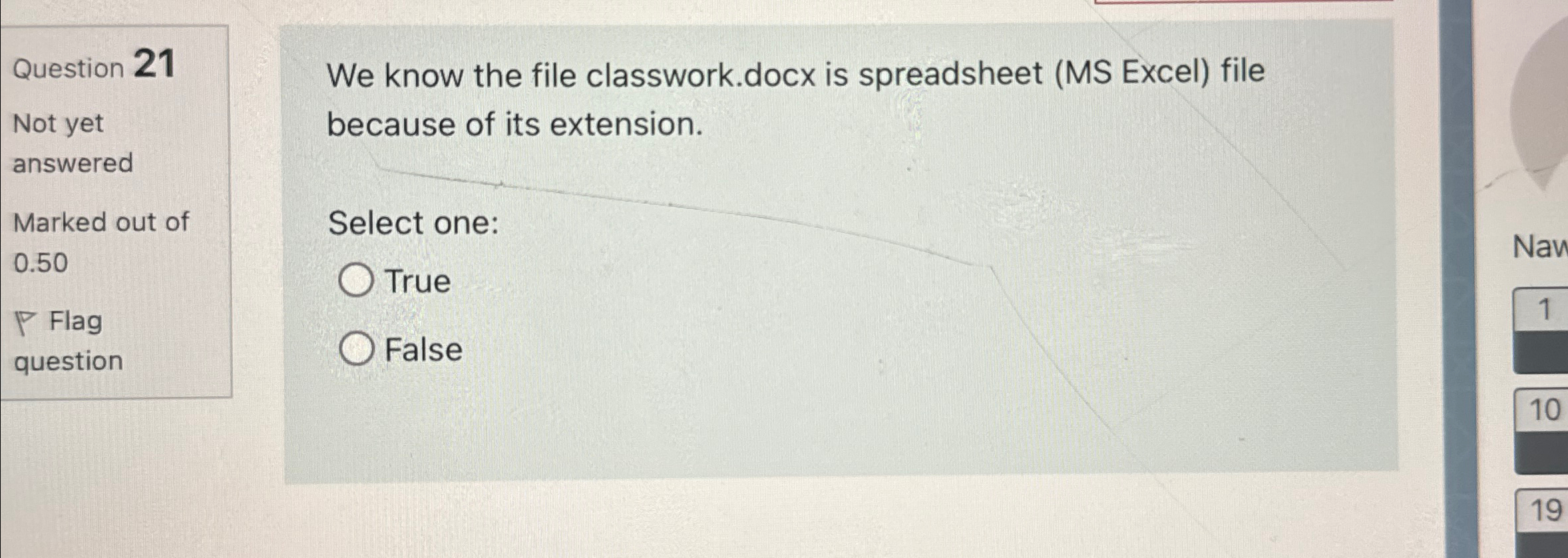 Question 2 1 Not yet answered Marked out of 0 . 5