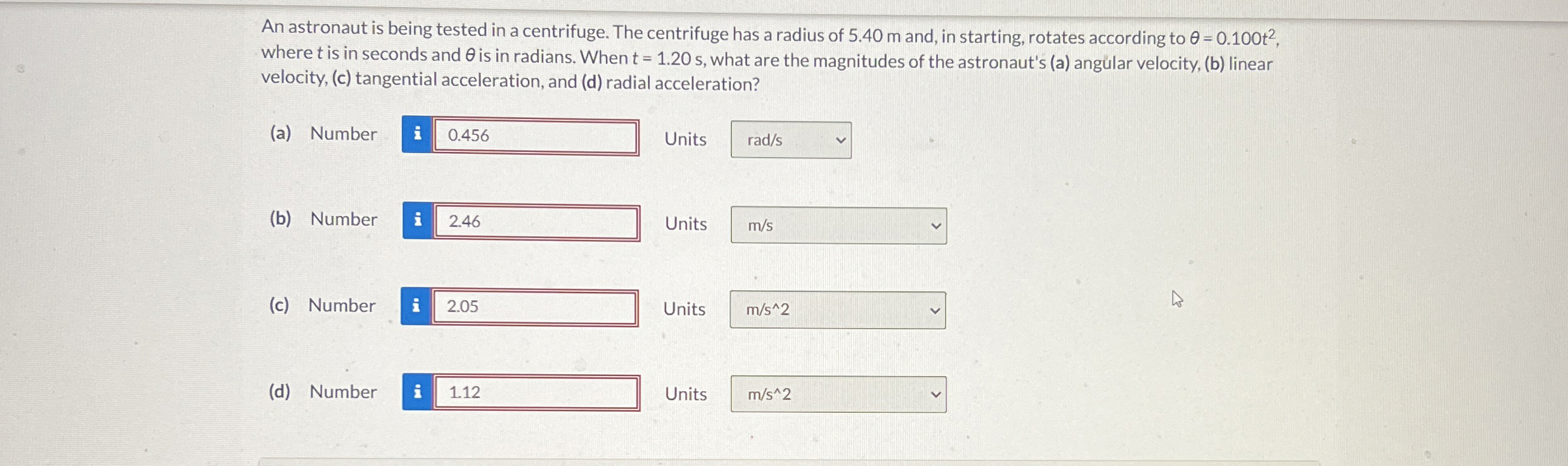 An astronaut is being tested in a centrifuge. The