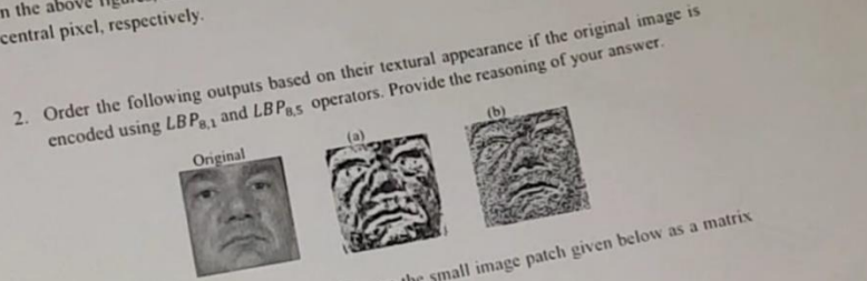 central pixel, respectively. Order the following