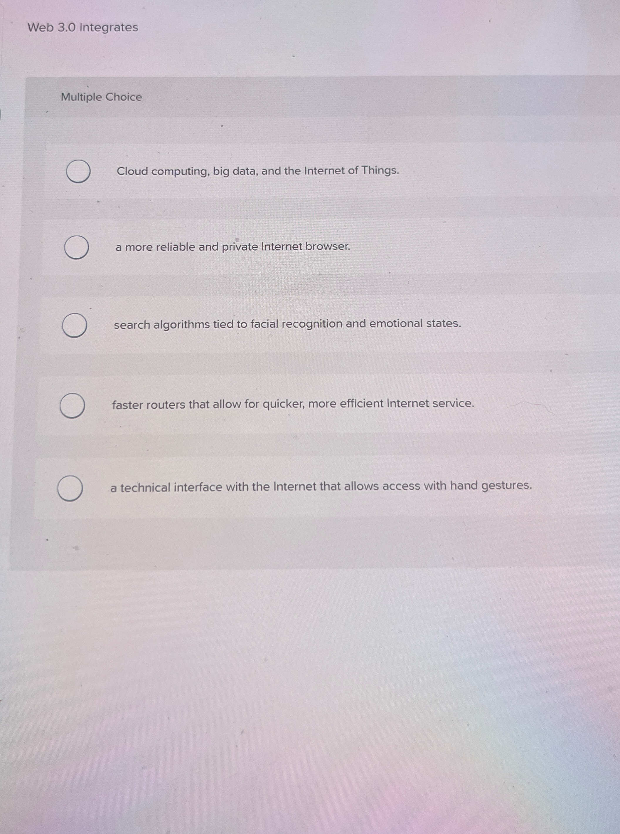 Web 3 . 0 integrates Multiple Choice Cloud
