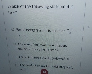 Which of the following statement is true? For all