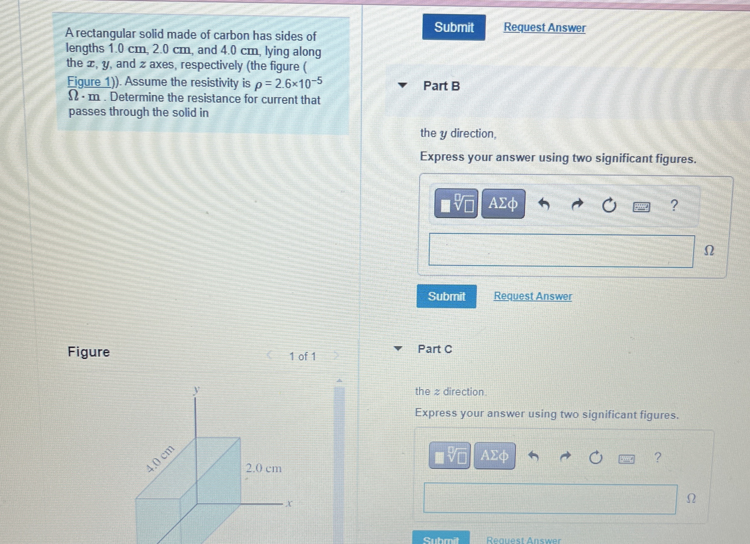 A rectangular solid made of carbon has sides of