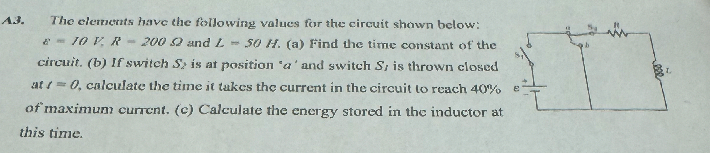 A 3 . The elements have the following values for