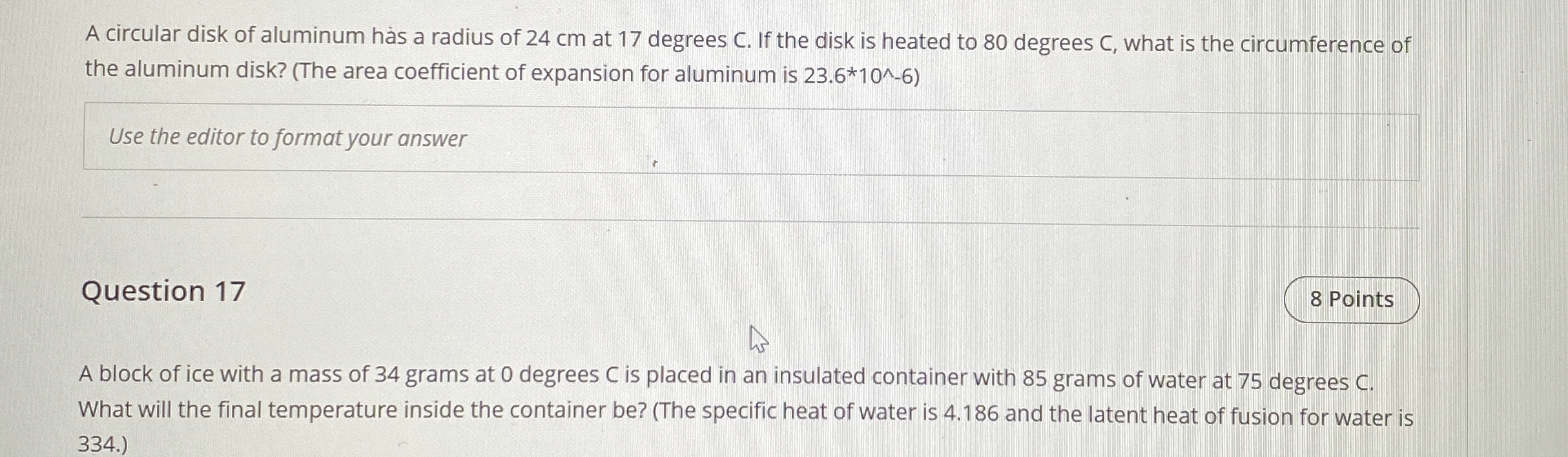 A circular disk of aluminum has a radius of 2 4