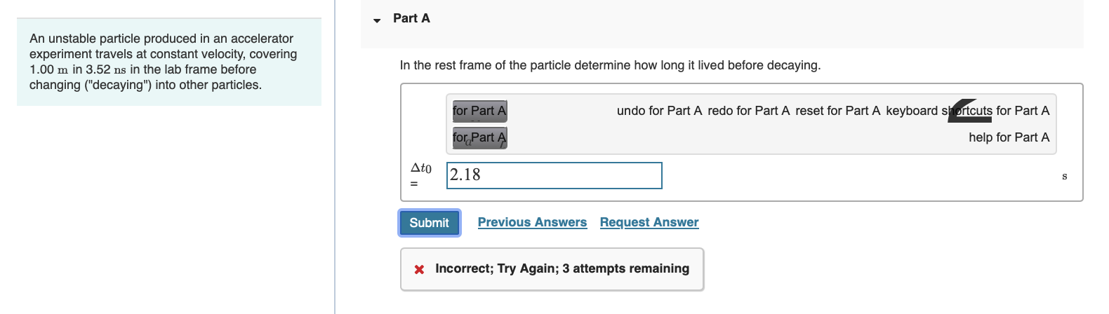 An unstable particle produced in an accelerator