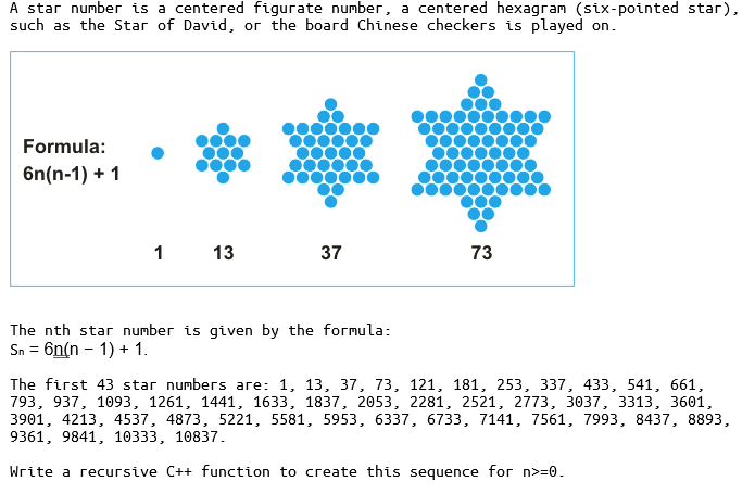 A star number is a centered figurate number, a