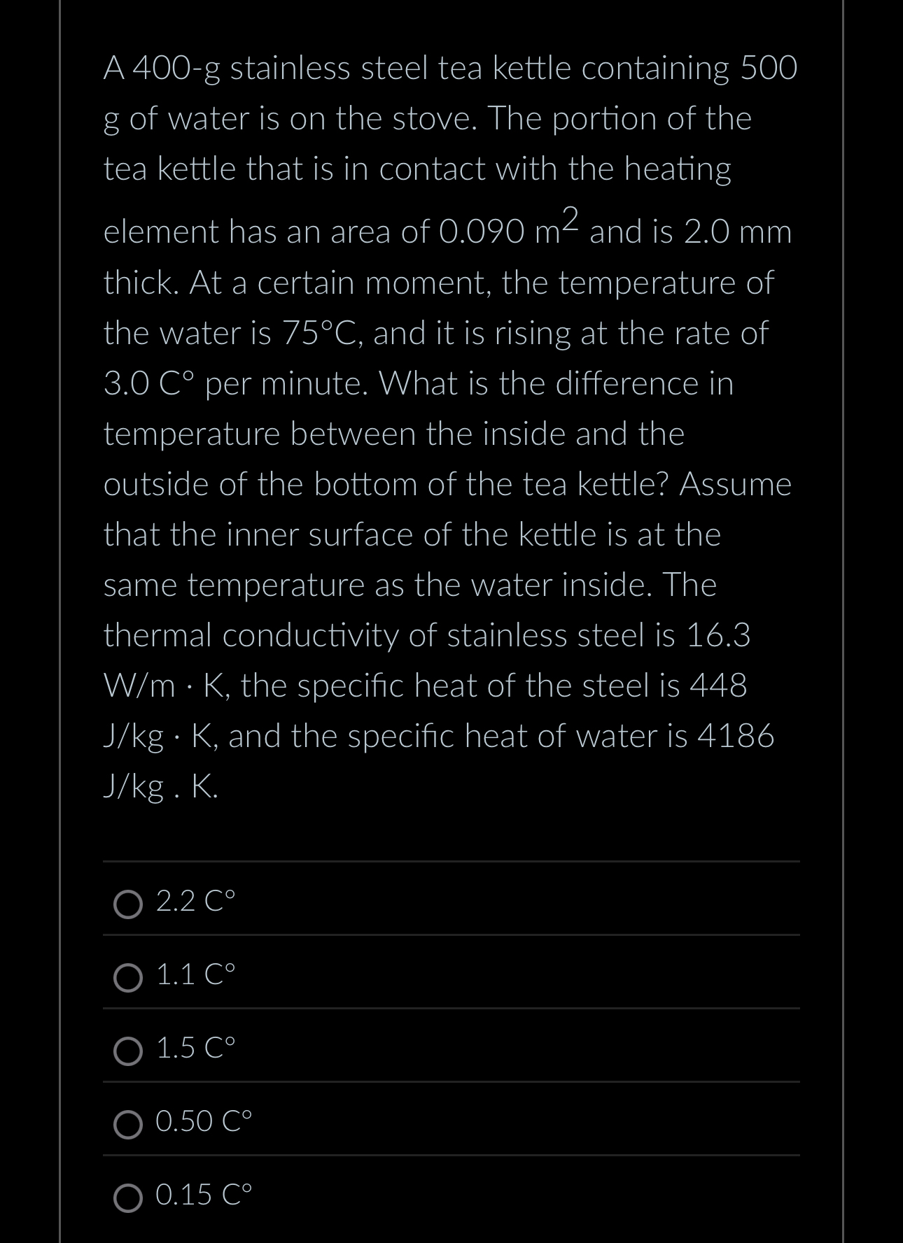A 4 0 0 - g stainless steel tea kettle containing