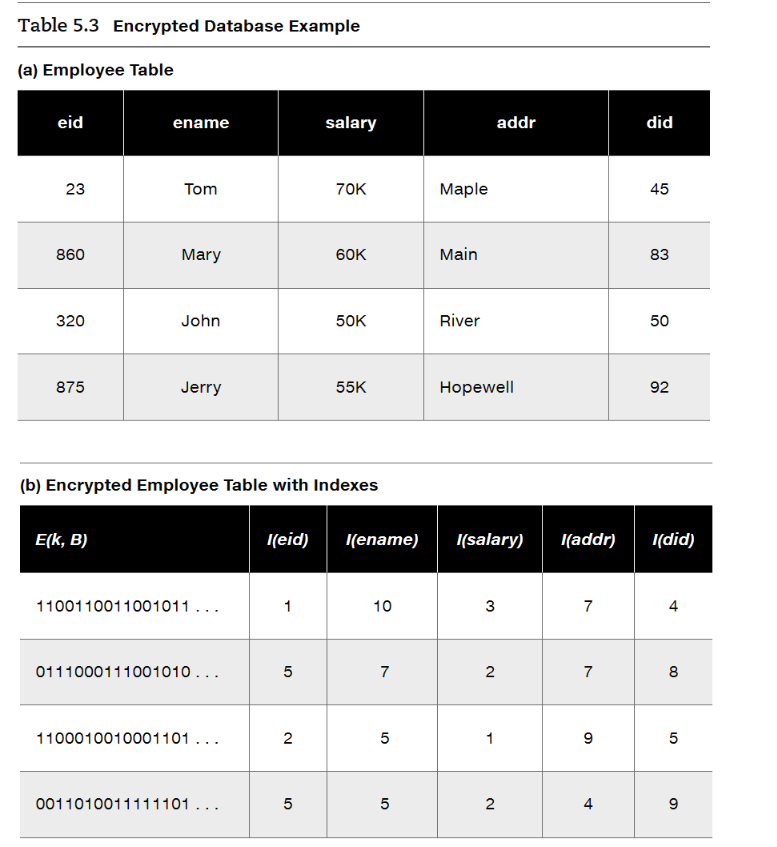 Table 5 . 3 shows an example of an encrypted