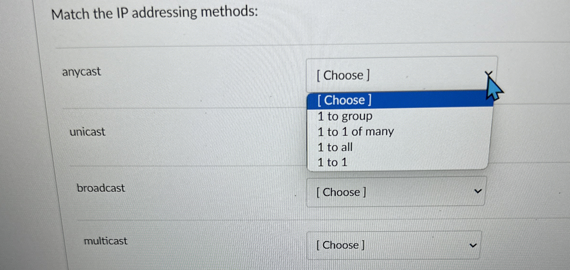 Match the IP addressing methods: \ table [ [