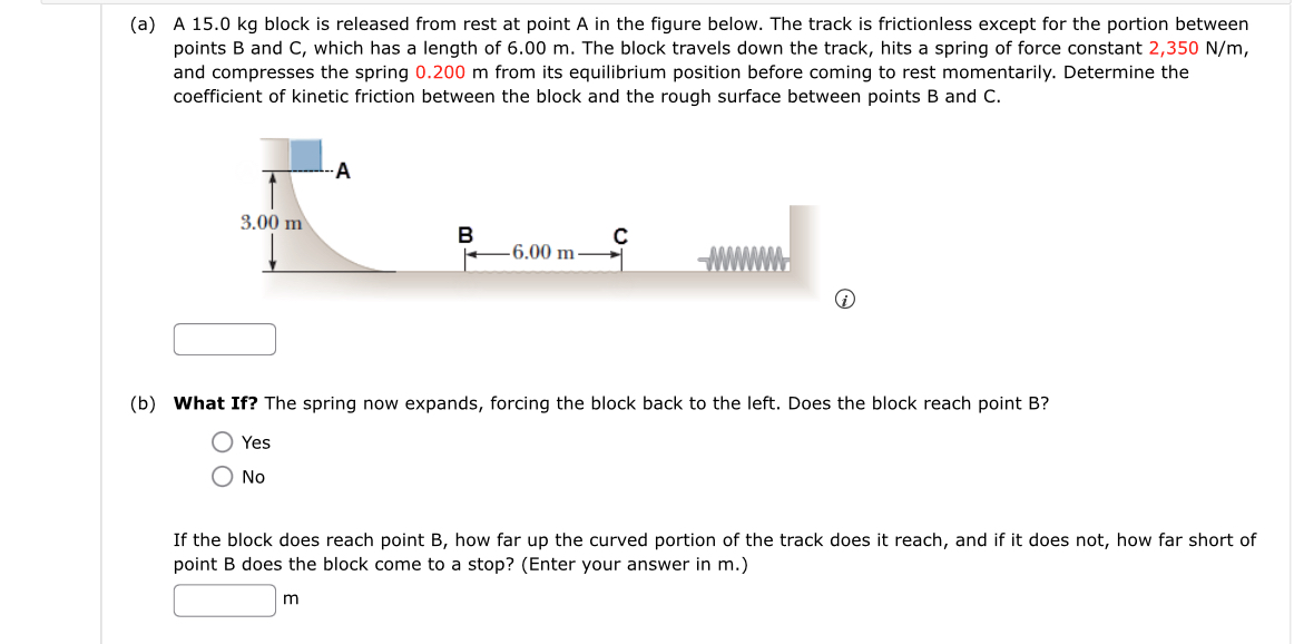 ( a ) A 1 5 . 0 kg block is released from rest at