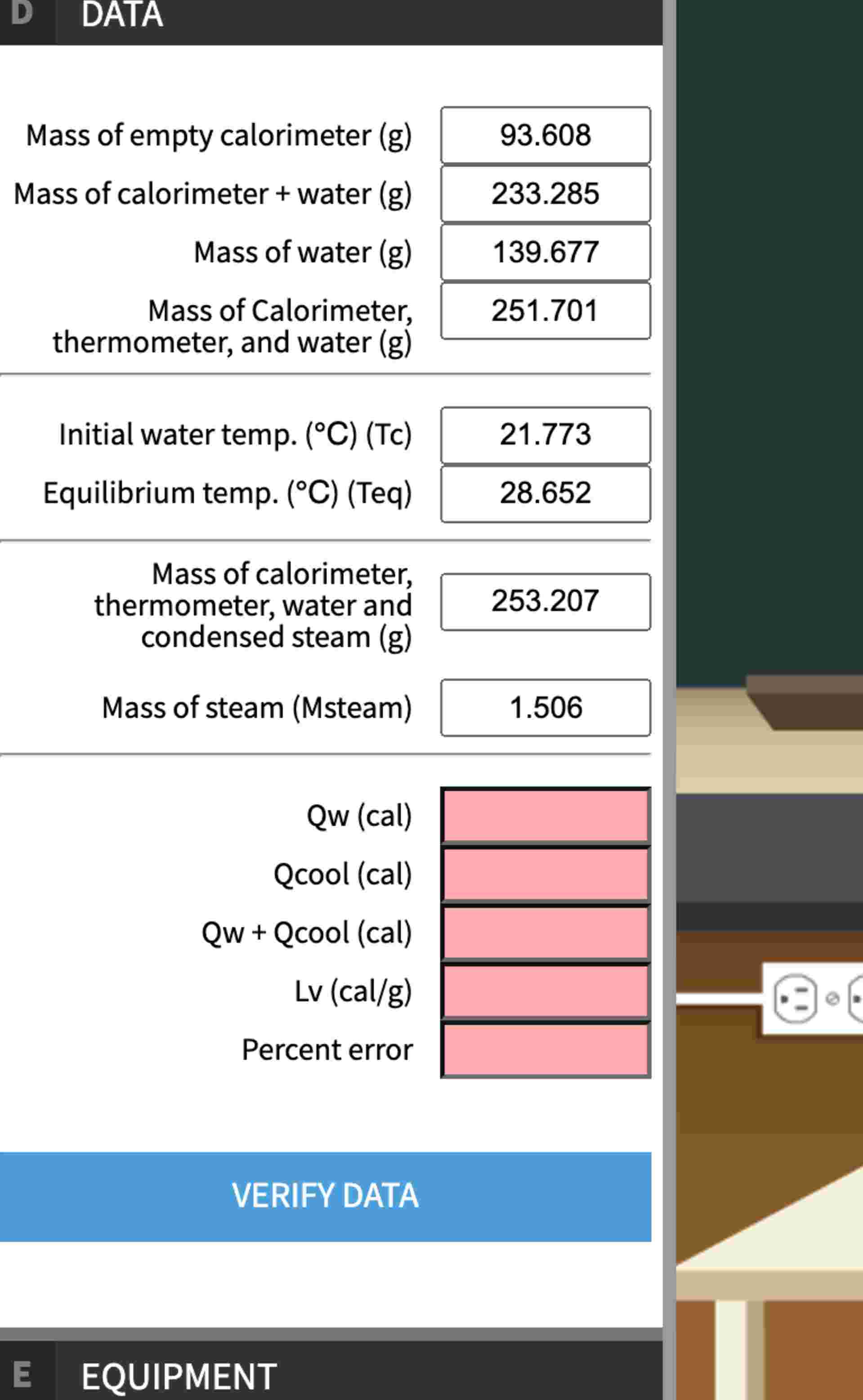 DATA Initial water temp. ( ^ ( @ ) C ) ( Tc ) 2 1