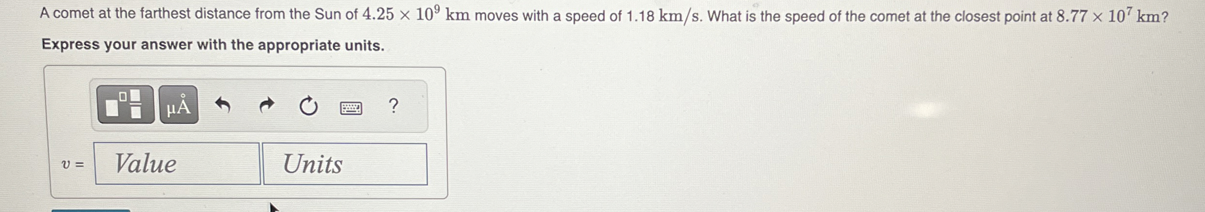 A comet at the farthest distance from the Sun of