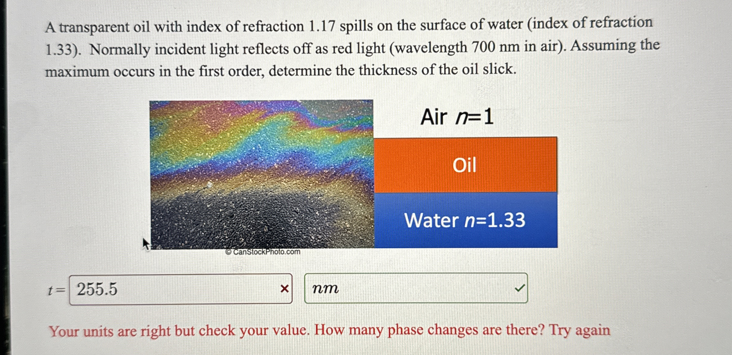 A transparent oil with index of refraction 1 . 1
