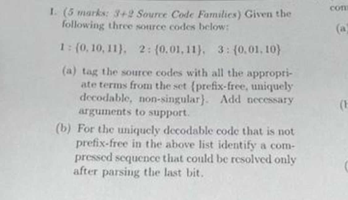 Given the following three source codes below: 1 :
