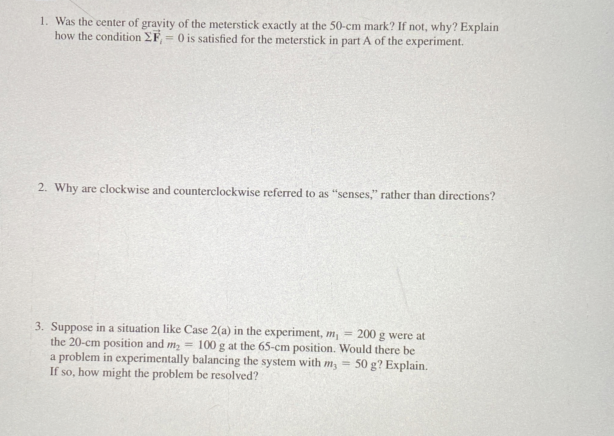 Was the center of gravity of the meterstick
