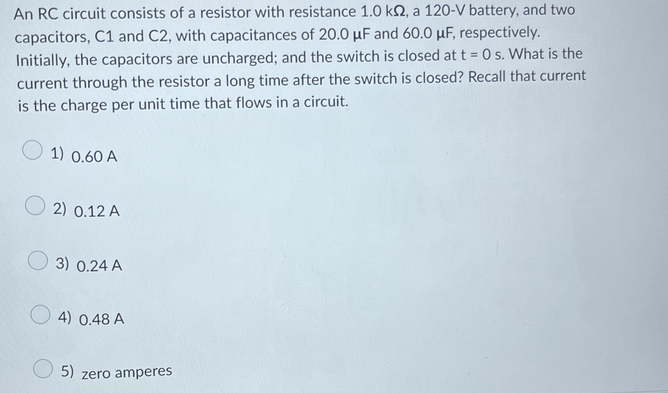 An RC circuit consists of a resistor with