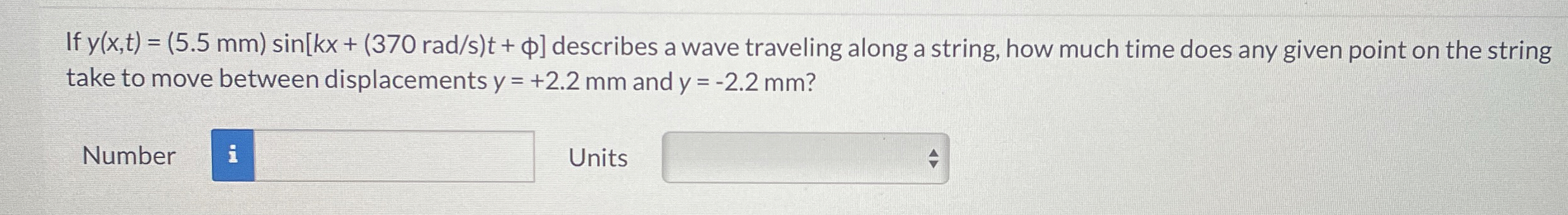 If y ( x , t ) = ( 5 . 5 m m ) s i n [ k x + ( 3