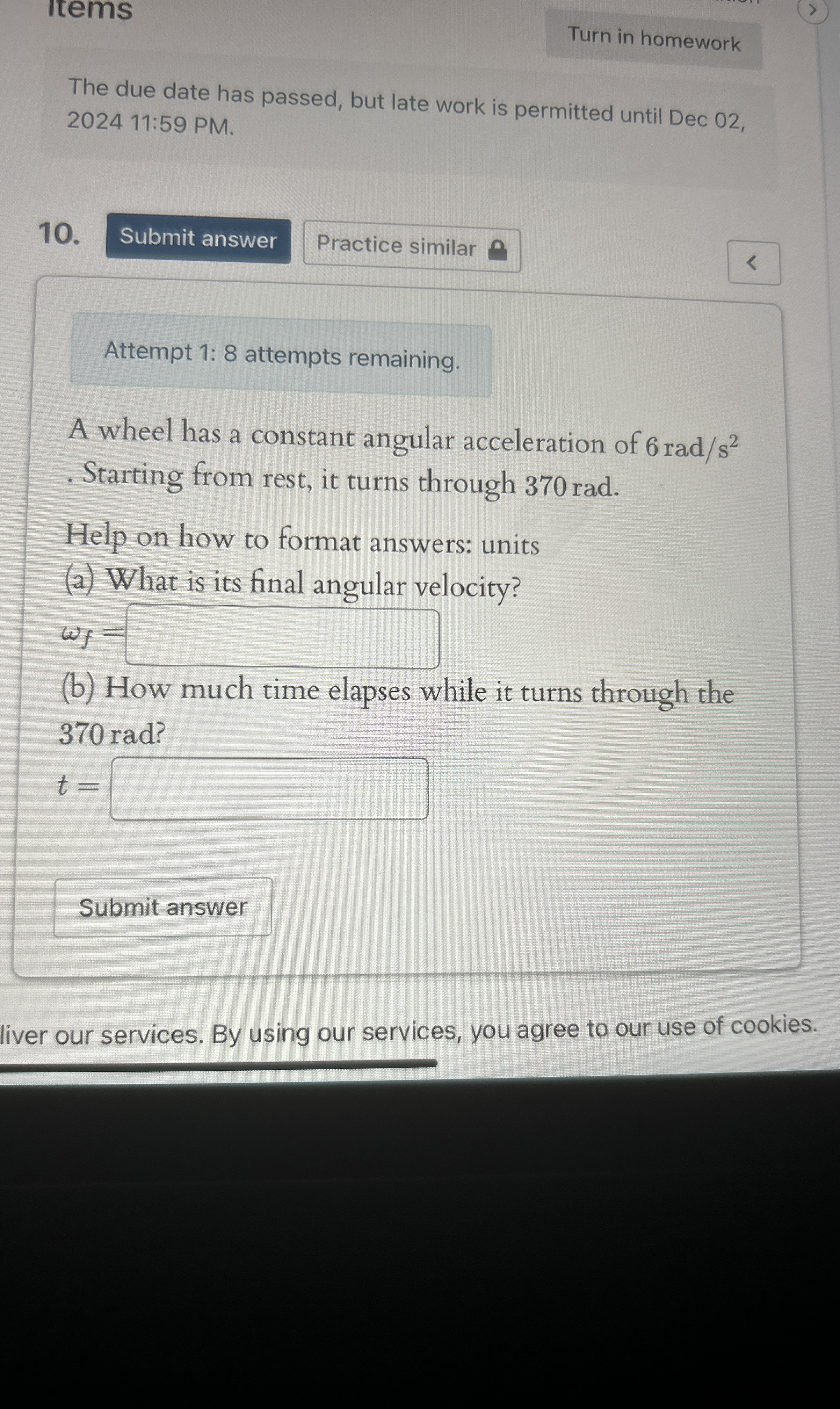 Items The due date has passed, but late work is