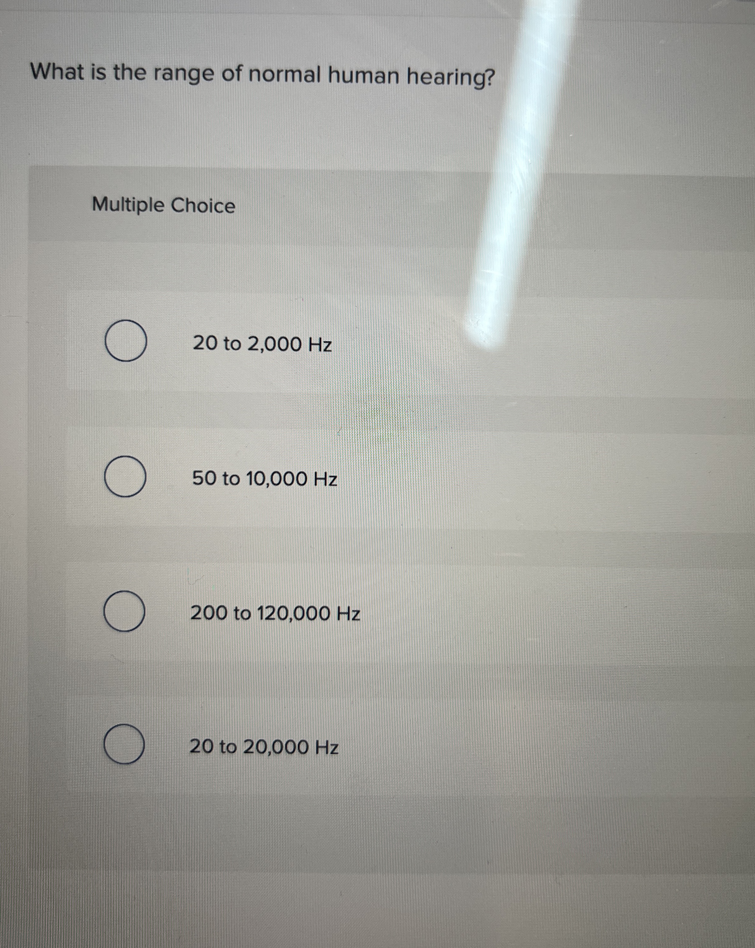 What is the range of normal human hearing?