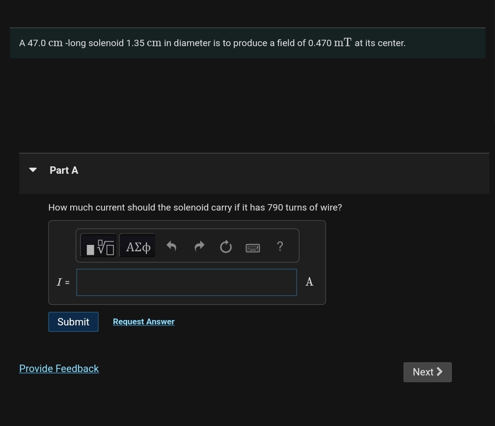 A 4 7 . 0 cm - long solenoid 1 . 3 5 cm in