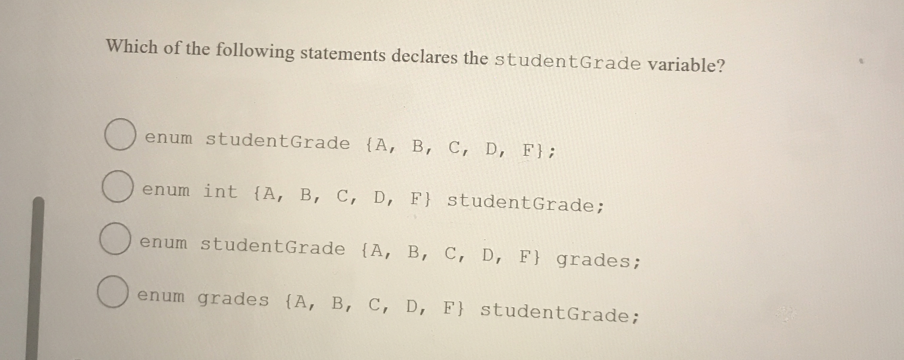 The following return statement returns the value