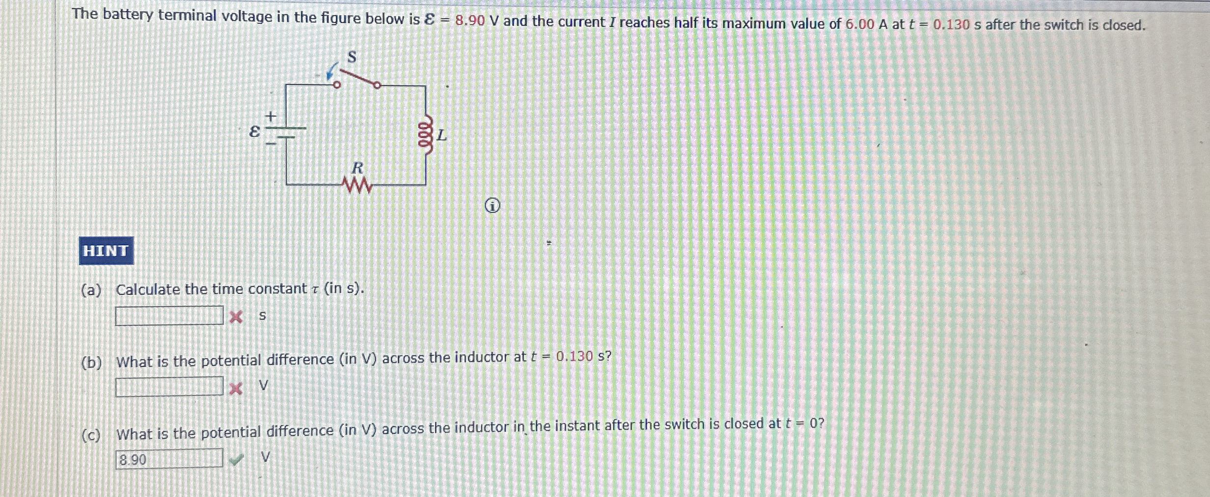 The battery terminal voltage in the figure below