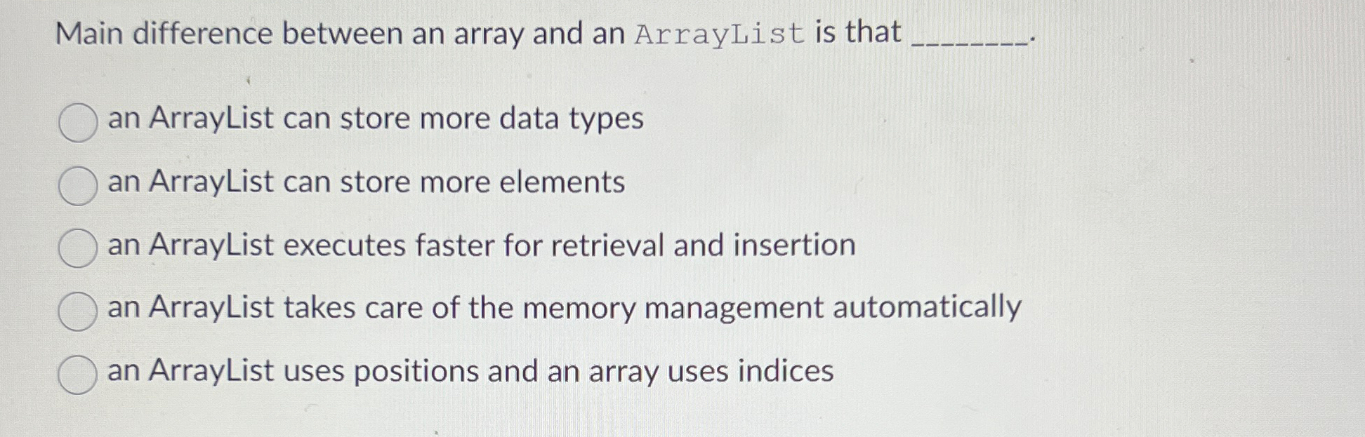 Main difference between an array and an ArrayList