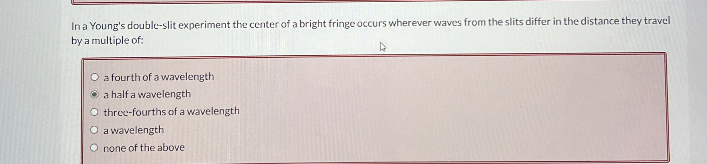 In a Young's double - slit experiment the center