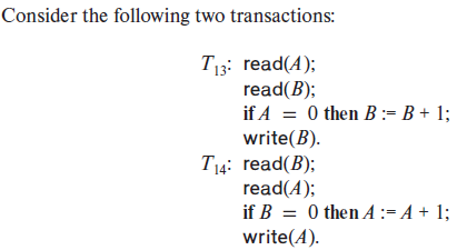 Consider the following two transactions and