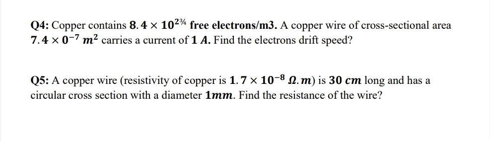 Q 4 : Copper contains 8 . 4 1 0 2 3 4 free
