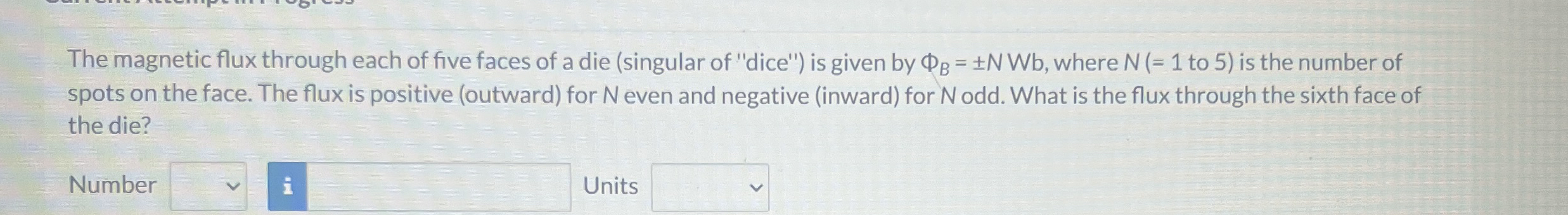 The magnetic flux through each of five faces of a