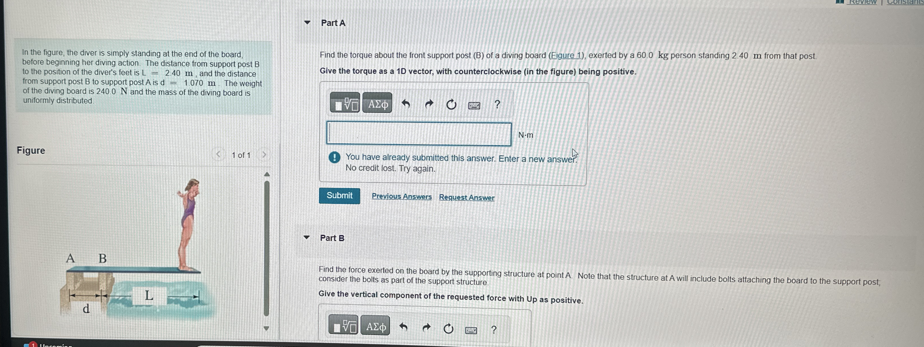 Part A In the figure, the diver is simply