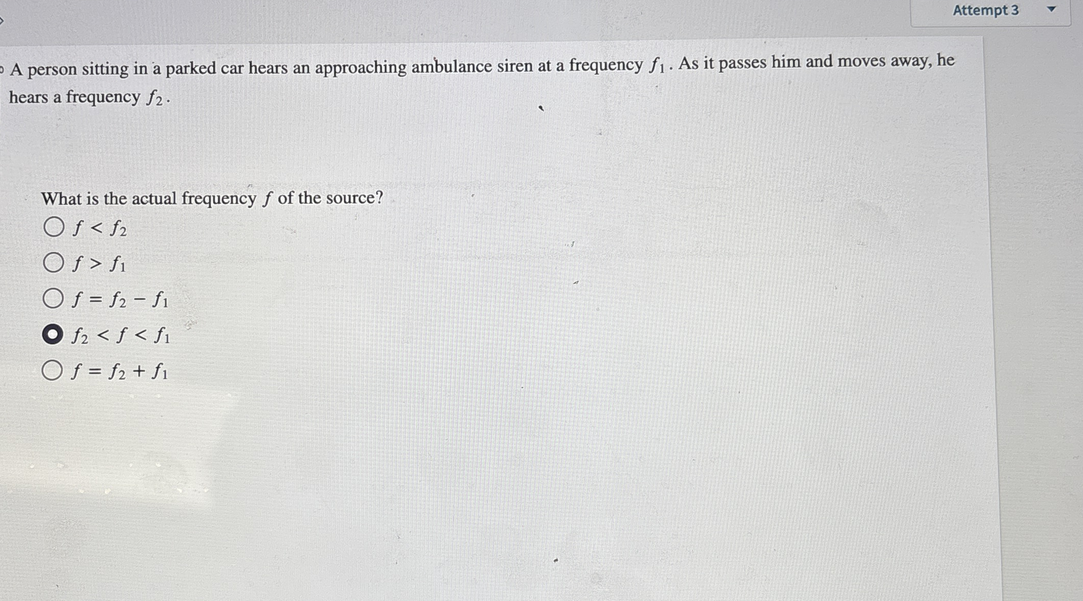 Attempt 3 A person sitting in a parked car hears