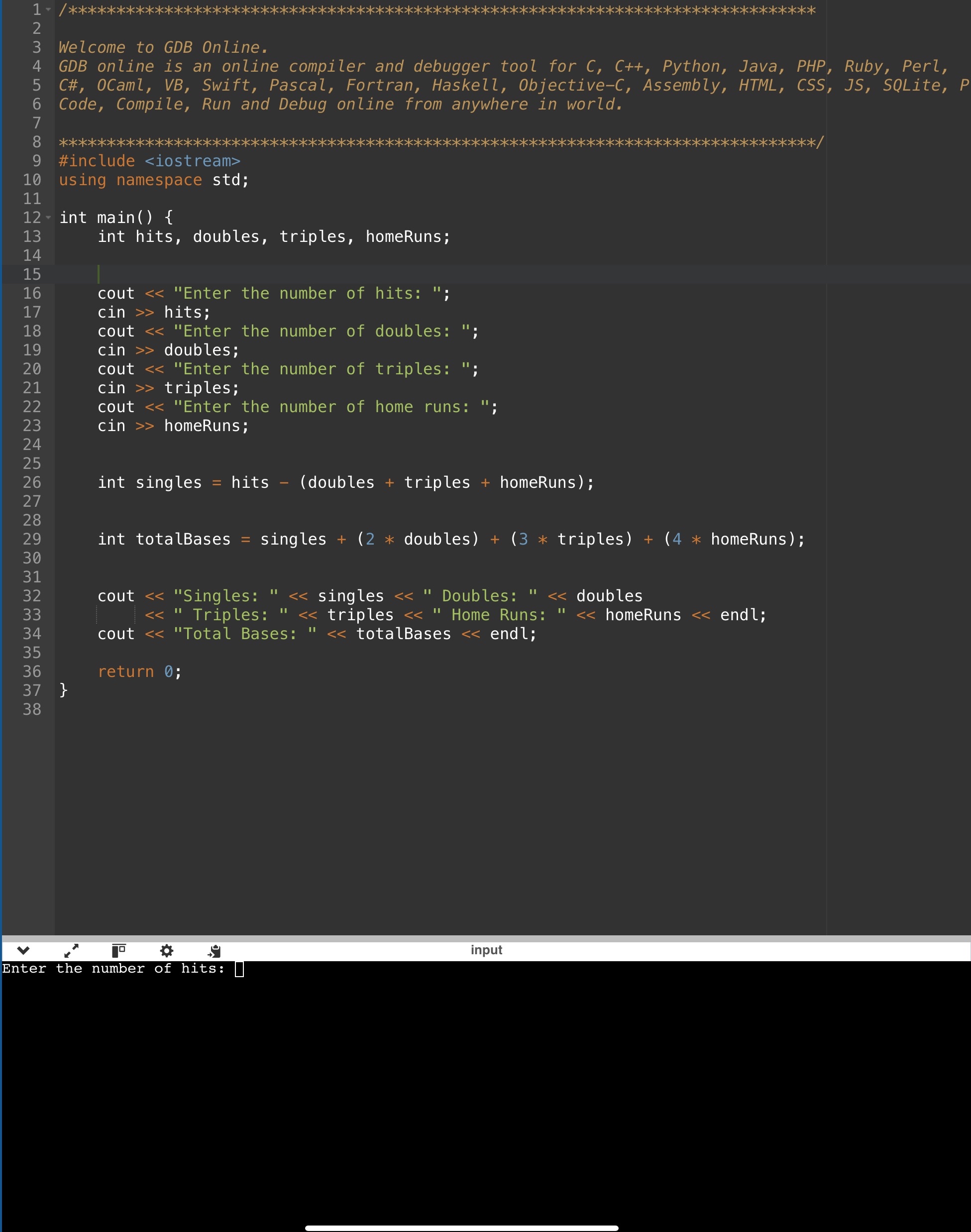 Why wont this code match what this output should