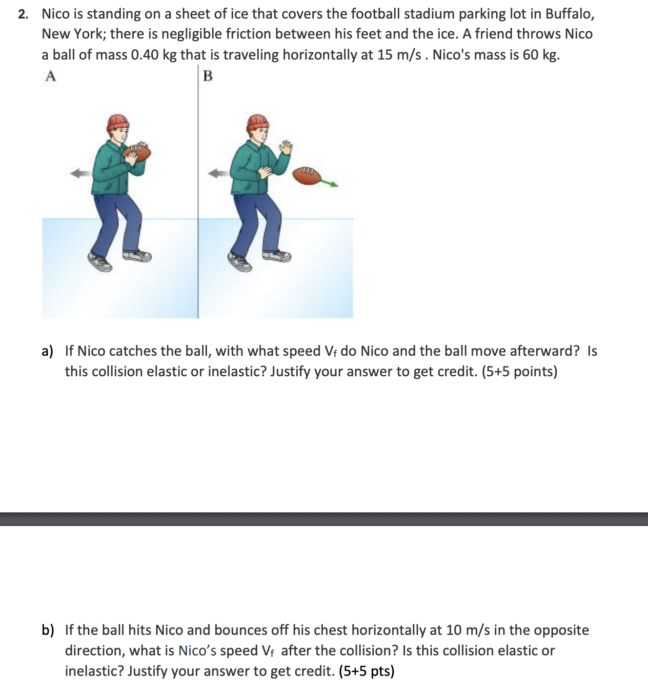 Nico is standing on a sheet of ice that covers