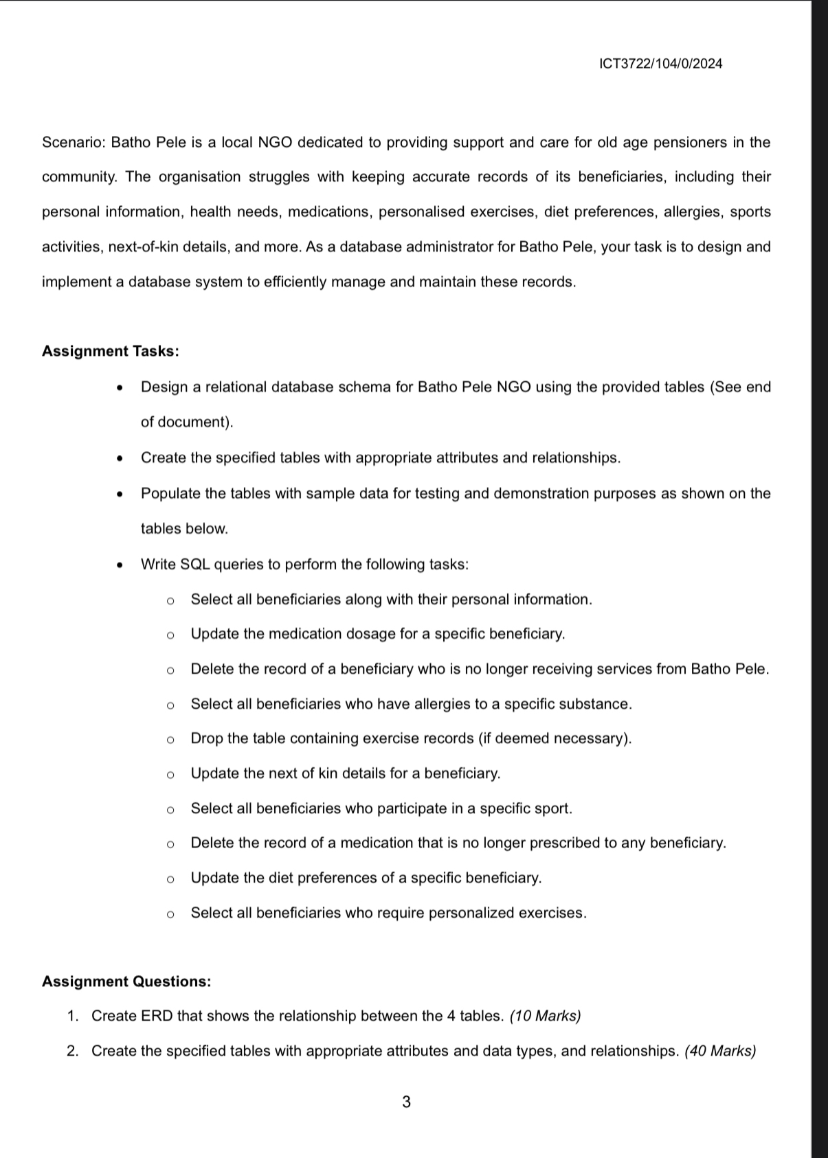 ICT 3 7 2 2 / 1 0 4 / 0 / 2 0 2 4 Scenario: Batho