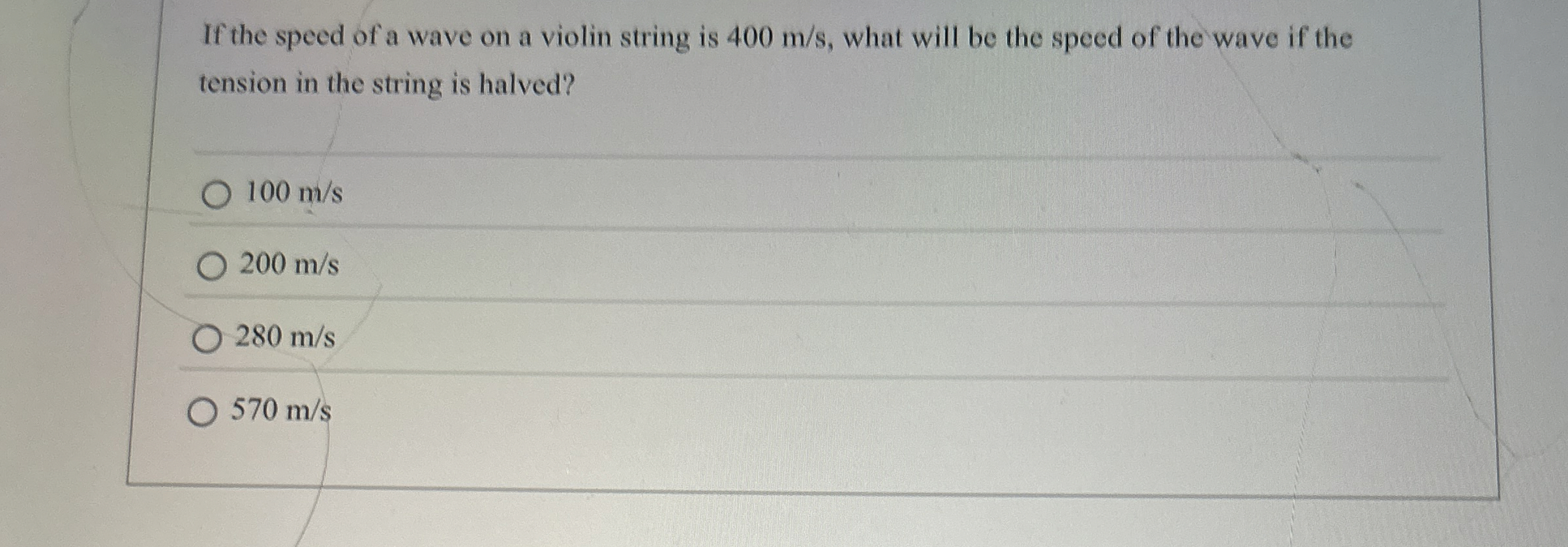 If the speed of a wave on a violin string is 4 0