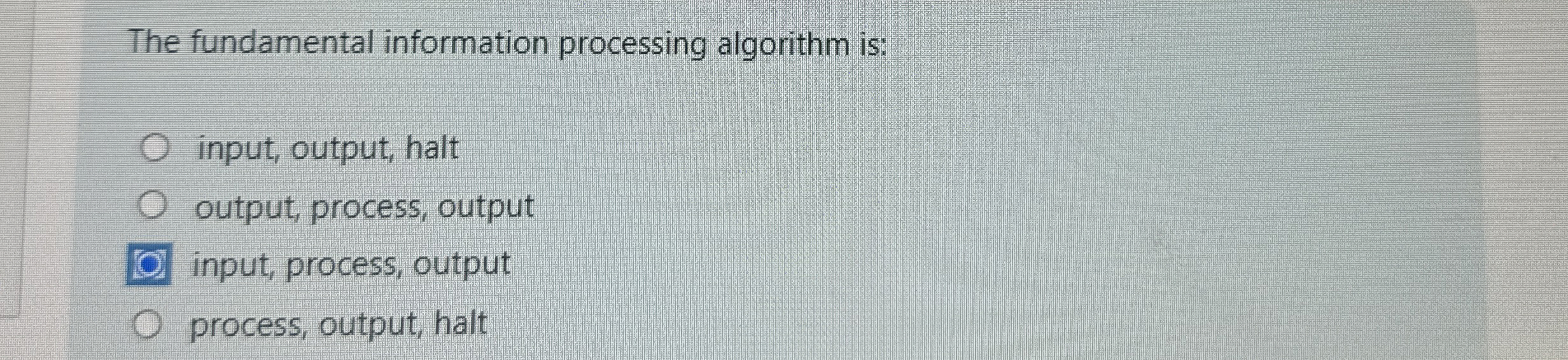 The fundamental information processing algorithm