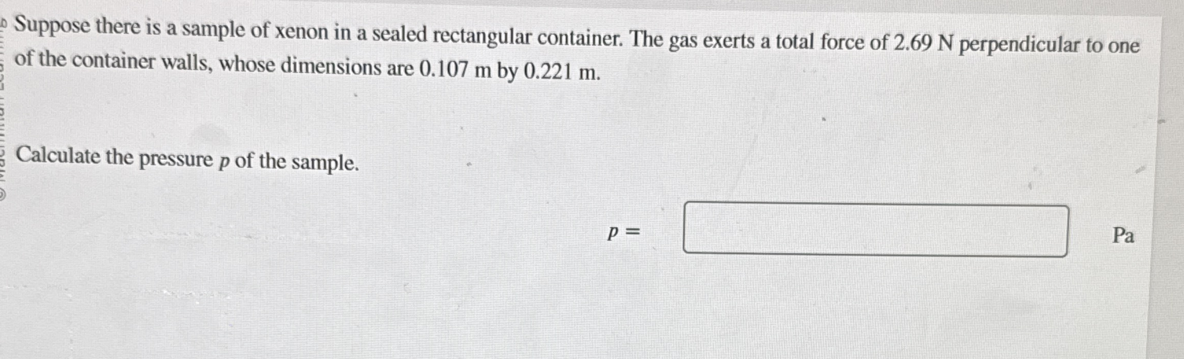 Suppose there is a sample of xenon in a sealed