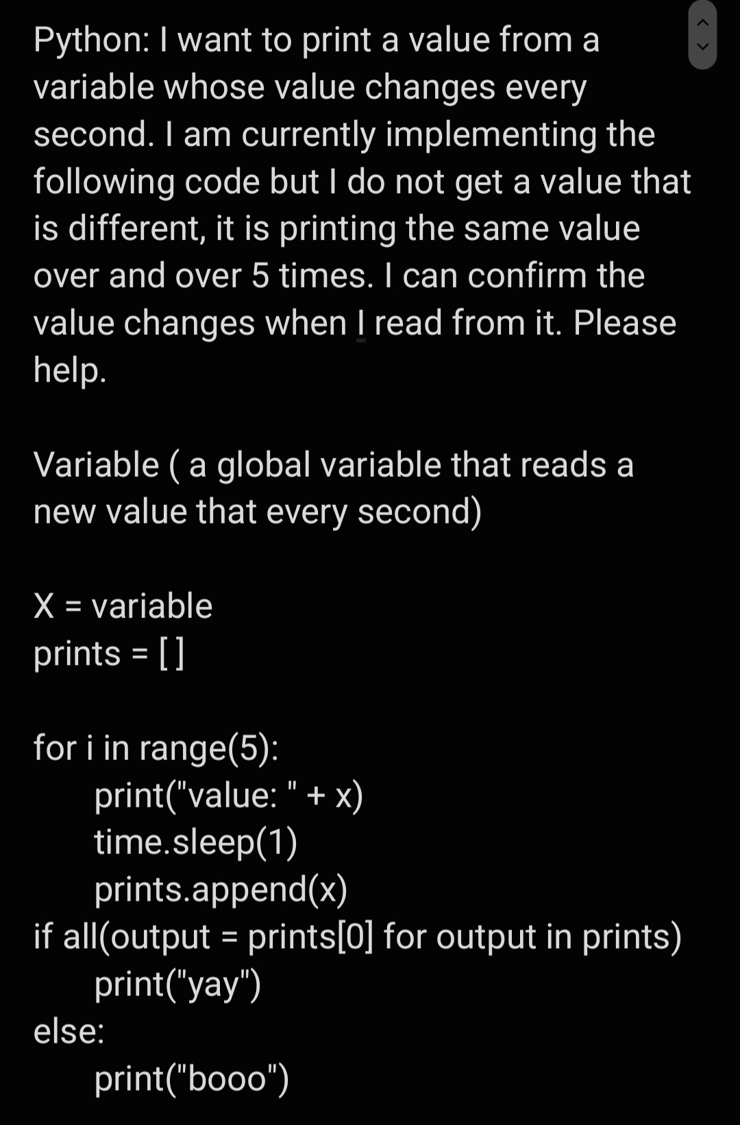 Python: I want to print a value from a variable