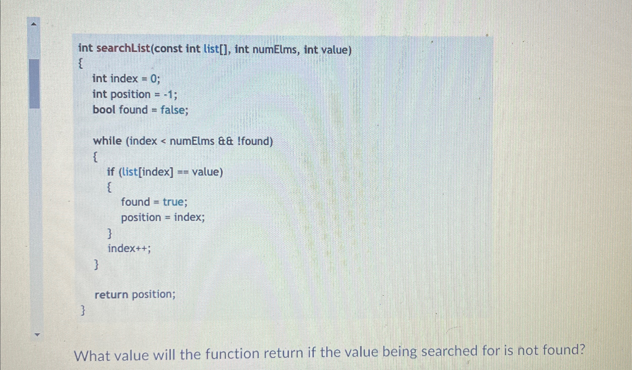 What value will the function return if the value