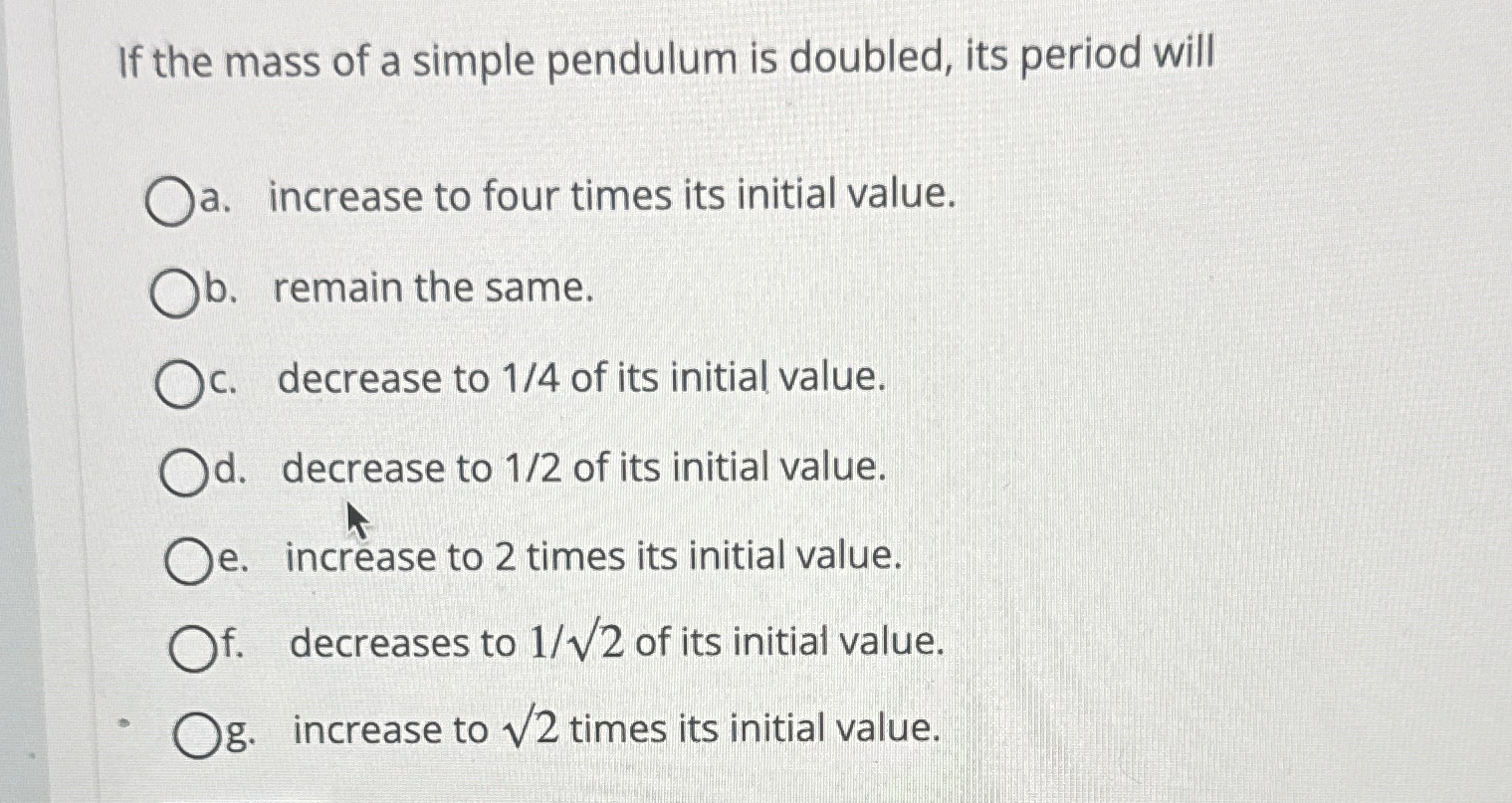 If the mass of a simple pendulum is doubled, its