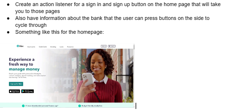 Create an action listener for a sign in and sign