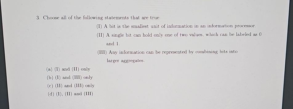 Choose all of the following statements that are