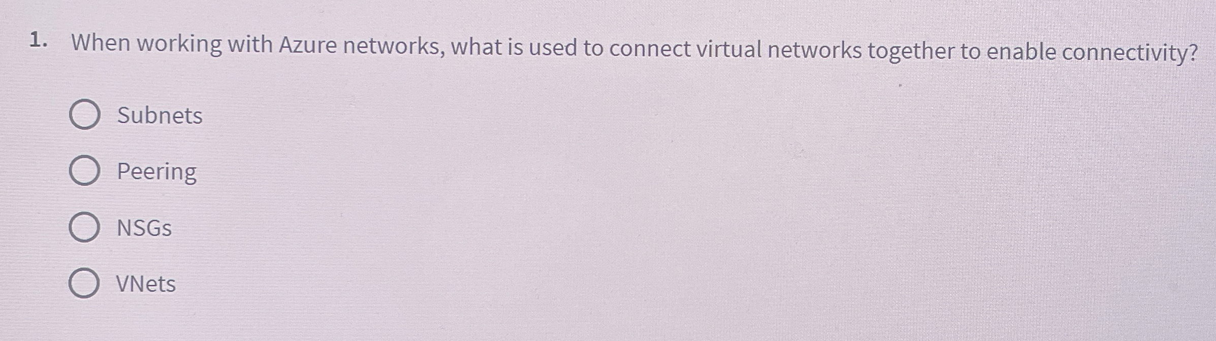 When working with Azure networks, what is used to